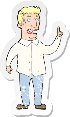 Çizgi filmin özgün gerilimli çıkartması. Stresli bir adam.