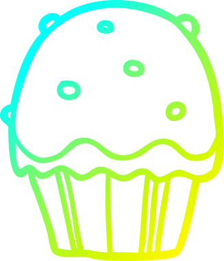 Orijinal soğuk gradyan çizgi çizimi bir çizgi film keki.