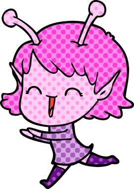 Orijinal uzaylı kız gülüyor.