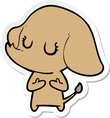 Şirin bir filin orijinal çıkartması.