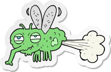 Orijinal bir çizgi film çıkartması. İğrenç osuruk sineği.