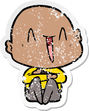 Mutlu ve kel bir adamın orijinal sıkıntılı çıkartması.