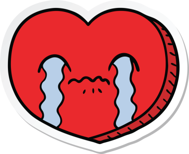 Ağlayan aşk kalbi çizgi filminin orijinal çıkartması.