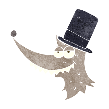 Orijinal el yazması eski çizgi film zengin kurt.