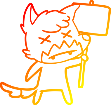 Orijinal sıcak çizgi çizgi çizimi protestolu ölü tilki