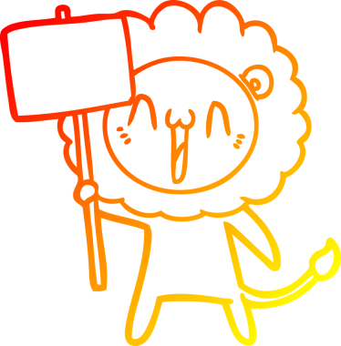 Mutlu bir çizgi film aslanının orjinal sıcak çizgi çizimi