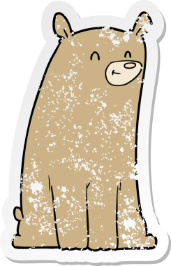 Bir çizgi film ayısının orijinal sıkıntılı çıkartması.