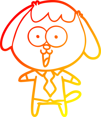 Sevimli bir çizgi film köpeğinin orjinal sıcak çizgi çizimi