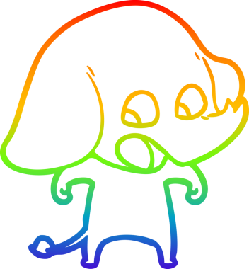 Orijinal gökkuşağı gradyan çizgi çizimi şirin bir filin