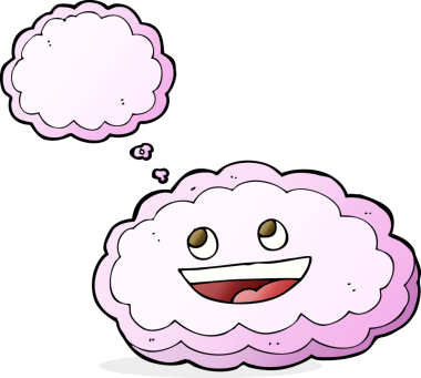 Düşünce baloncuklu orijinal karikatür dekoratif bulut