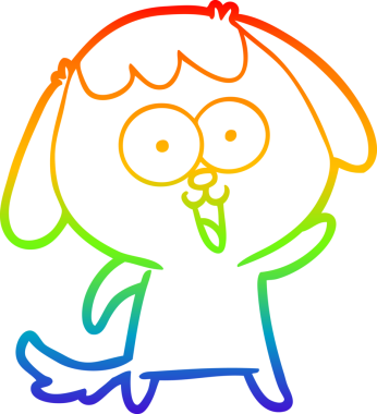 Orijinal gökkuşağı gradyan çizimi şirin bir çizgi köpek çizimi