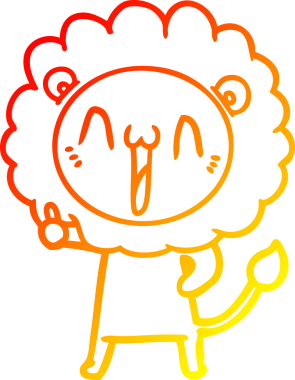 Mutlu bir çizgi film aslanının orjinal sıcak çizgi çizimi