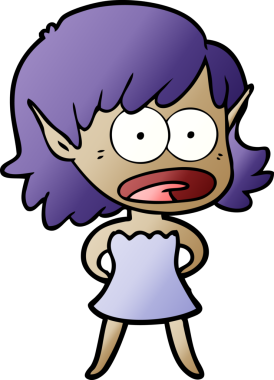 Orijinal karikatür Elf kızı şok etti.