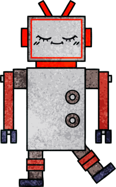 Orijinal grunge deseni robot karikatürü