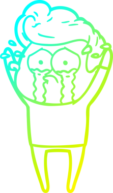 Ağlayan bir çizgi film karakterinin orjinal soğuk eğim çizgisi.