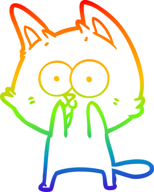 Orijinal gökkuşağı gradyan çizgi çizimi komik bir çizgi film kedisi