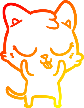 Bir çizgi film kedisinin orjinal sıcak çizgi çizimi
