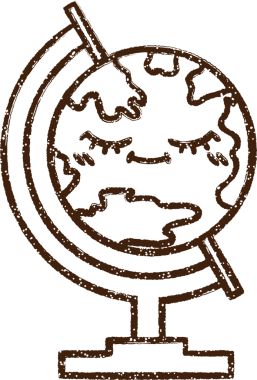 Orijinal Coğrafya Küresi Kömür Çizimi