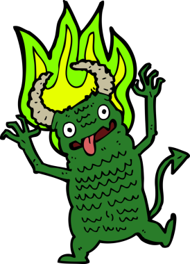 Bir insan tarafından çizilmiş orijinal karikatür iblisi