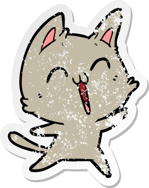 Mutlu bir çizgi film kedisinin orijinal üzgün çıkartması.