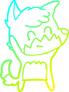 Orijinal soğuk eğim çizgisi, çizgi film karakteri dost tilkinin çizimi.