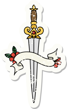 Hançer dövmeli eski bir etiket.