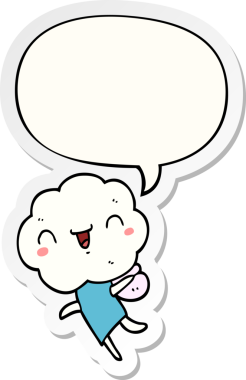 Konuşma kabarcığı çıkartmalı orijinal, şirin çizgi film başlıklı yaratık.