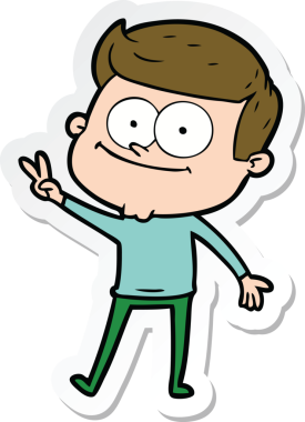 Mutlu bir adamın orijinal çıkartması.