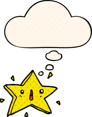 Çizgi roman tarzında düşünce baloncuğu olan orijinal bir çizgi film yıldızı.