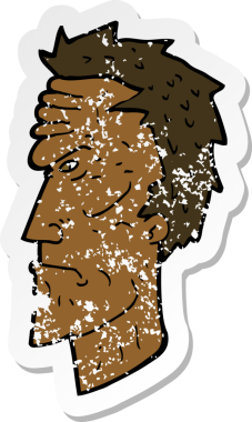 Öfkeli bir karikatürün orijinal gerilmiş çıkartması.