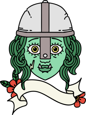 Orijinal Retro Dövme Biçimli Ork savaşçı yüzü