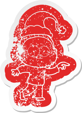 Orijinal çizgi film, Noel Baba şapkası takan mutlu yaşlı bir kadının çıkartması.