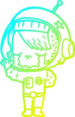 Ağlayan astronot bir kızın orijinal soğuk gradyan çizimi