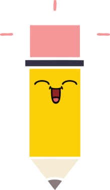 Bir kalemin orijinal düz renk retro karikatürü