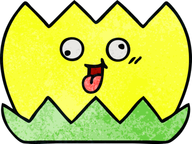 Orijinal retro grunge desenli bir nilüfer çiçeği karikatürü.