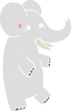 Orijinal düz renkli çizgi film fili