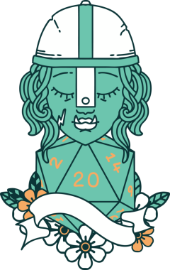 Orijinal Retro Dövme Biçimi Doğal 20 zarlı yarı ork savaşçı karakteri