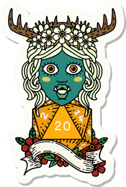 Ork Druid karakterinin doğal yirmi zarlı orijinal çıkartması