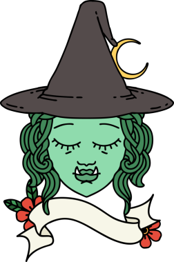 Orijinal Retro Dövme Biçimi yarım ork cadı yüzü