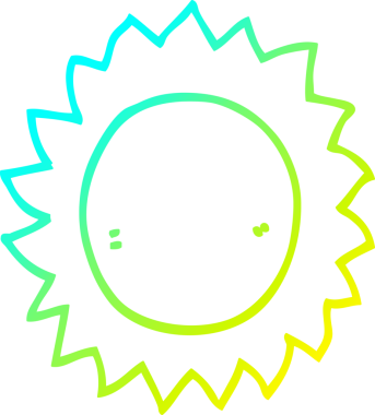 Orijinal soğuk eğim çizgisi bir çizgi film güneşi çizimi