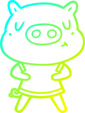 Çizgi film içerikli tişört giyen bir domuzun orijinal çizimi.