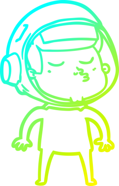 Kendine güveni olan bir astronotun orijinal soğuk çizgi çizimi