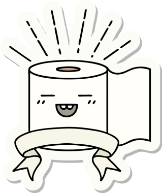 Dövme stili tuvalet kağıdı karakterinin orijinal çıkartması