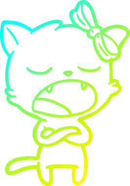 Sinirli çizgi film kedisinin orjinal soğuk gradyan çizimi