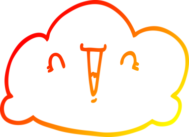 Bir çizgi film bulutunun orjinal sıcak çizgi çizimi