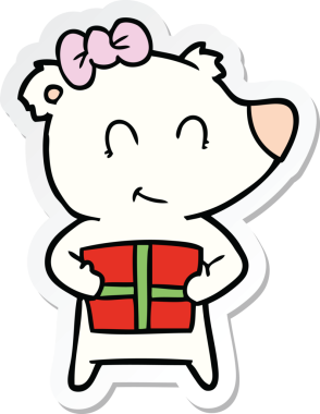 Noel hediyeli dişi kutup ayısının orijinal çıkartması.