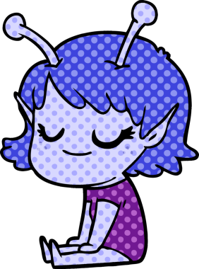 Orijinal gülümseyen uzaylı kız çizgi filmi