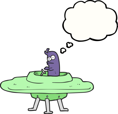 Orjinal serbest çizim balon karikatür uçan daire