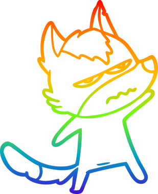 Orijinal gökkuşağı gradyan çizgi çizimi sinir bozucu bir kurdun