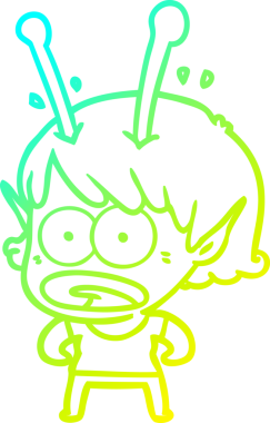 Orijinal soğuk gradyan çizgi çizimi bir uzaylı kızı şok etti.